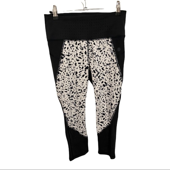 Athleta Black White Cropped Leggings SP - Picture 2 of 9